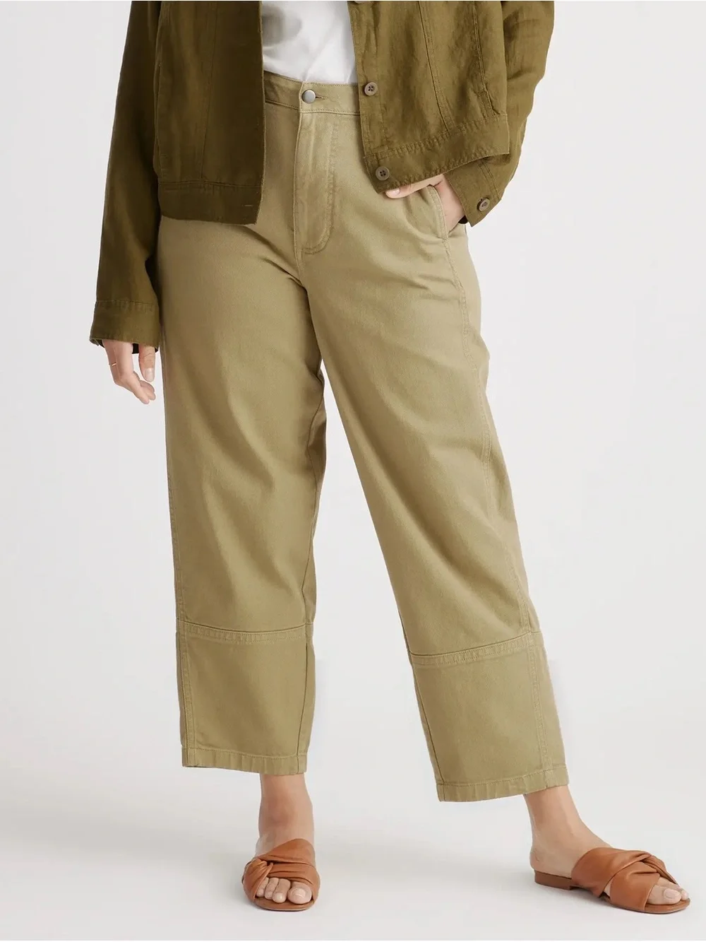 Quince Jeans Size 8 Organic Cotton Stretch Twill Utility Barrel Elevated Basic